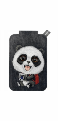 Nimmy Pouzdro na telefon s magnetickou peněženkou a stojánkem (New Big-Eye Cute Pets 2.0 Panda) černé