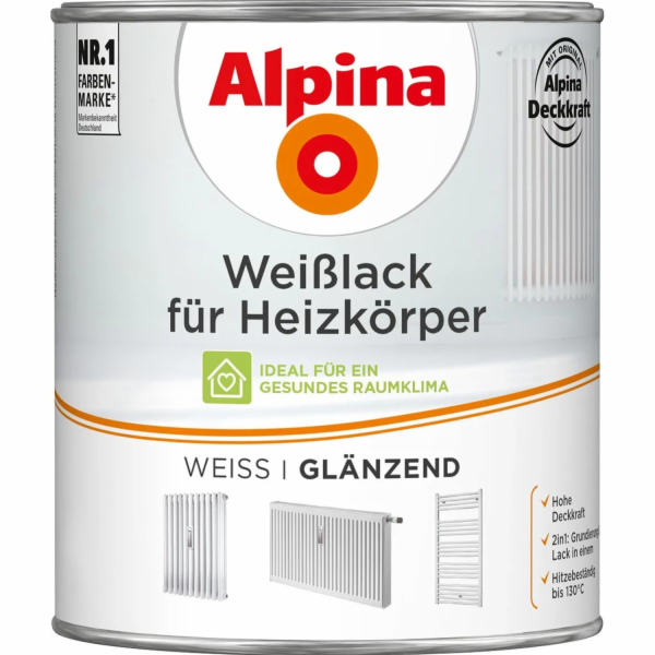 Alpina bílý lak na radiátory, lesklý, 750 ml