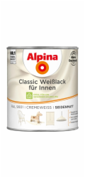 Alpina Classic White Interiérový lak krémový saténový povrch 750 ml