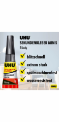 Lepidlo Uhu Super Glue Lightning Fast Minis Liquid 3 x 1 g s úložným boxem