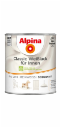 Alpina Classic bílý lak pro interiérové použití, čistě bílá, saténový povrch, 750 ml