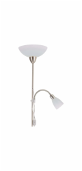 Stojací lampa Pienza se čtecím světlem, niklově bílá, výška cca 180 cm
