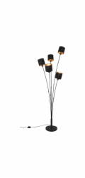 Stojací lampa Tommy 5xE14 Černé látkové stínidlo Černo-zlatá