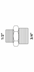 Kirchhoff redukční dvojitá vsuvka 26,4 mm (3/4" vnější závit) x 21 mm (1/2" vnější závit) červená mosaz