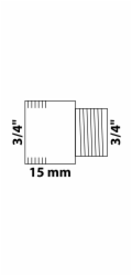 Prodlužovací závitník Kirchhoff 24,2 mm (3/4" vnitřní) x 26,4 mm (3/4" vnitřní) x 15 mm bez závitu