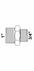 Kirchhoff redukční dvojitá vsuvka 33,3 mm (1" AG) x 26,4 mm (3/4" AG) mosaz