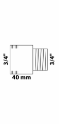 Prodlužovací závitník Kirchhoff 24,2 mm (3/4" vnitřní) x 26,4 mm (3/4" vnitřní) x 40 mm bez závitu
