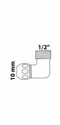 Kirchhoff kompresní fitinek - úhel 90°, chrom, 21 mm (vnější závit 1/2") x 10 mm