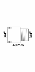 Prodloužení pro kohoutek Kirchhoff 24,2 mm (3/4" vnitřní závit) x 26,4 mm (3/4" vnitřní závit) x 40 mm, chrom