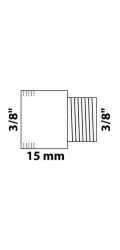Prodloužení kohoutku Kirchhoff 15 mm (3/8" vnitřní) x 16,7 mm (3/8" vnitřní) x 15 mm, chrom