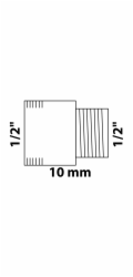 Prodlužovací závitník Kirchhoff 18,7 mm (1/2" vnitřní) x 21 mm (1/2" vnitřní) x 10 mm bez závitu