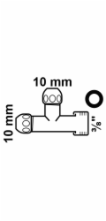 Kirchhoff kompresní T-kus chrom 15 mm (3/8" vnitřní závit) x 10 mm x 10 mm