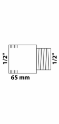 Prodlužovací závitník Kirchhoff 18,7 mm (1/2" vnitřní) x 21 mm (1/2" vnitřní) x 65 mm bez závitu