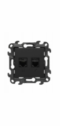Kontakt-Simon Simon 24 Počítačová zásuvka RJ45 kategorie 5e + telefonní zásuvka RJ11 matně černá N5T.01/49