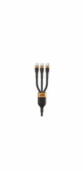 WG - Datový kabel 3v1 Type-C na 3x Type-C, 90 cm, 100 W + 15 W + 15 W, černá