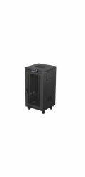 Volně stojící skříň 19 palců 22U 600x600 perforované dveře LCD (ploché balení) V2 černá
