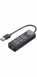 Orico PW3UR25-U3 USB HUB 4portový 3x USB-A 3.0 1x RJ45 2,5G Ethernet 1,8 m - černý (6941788856363)