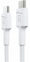 Green Cell PowerStream Cable White USB-C Type C 30cm with fast charging Power Delivery 60W, Ultra Charge, Quick Charge 3