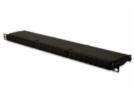 DIGITUS CAT 6A Patchovací panel třídy EA, stíněný, 0,5U 24 portů RJ45, vč. protiprachový kryt, 8P8C, černý