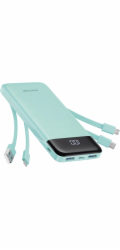Choetech Powerbanka 5V 3A 10000mAh s vestavěným USB A / USB C / Lightning / Micro USB kabely Charmast W1148 zelená barva