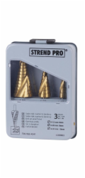 Sada stupňovitých vrtáků Strend Pro SS422, 4-12, 4-20, 4-32 mm, TiN, HSS 4241, spirálové, do kovu