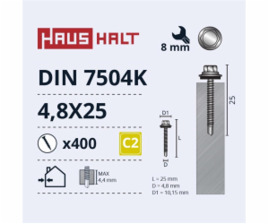 Samořezné šrouby Haushalt, DIN 7504K, 4,8 x 25 mm, 400 ks.