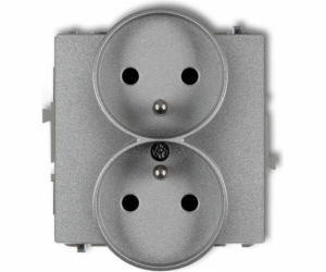DECO Soft dvojitá zásuvka s/ven pro stříbrný kovový rám (...