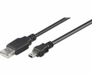USB MicroConnect USB-A - miniUSB kabel 3 m černý (USBAMB53)