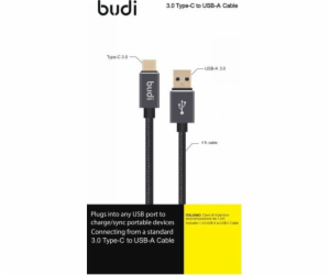 Budi USB-A – USB-C kabel USB 1,2 m černý (BD178T)