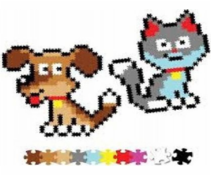 Qelements Puzzle 700 pixelů Jixelz Kočka a pes