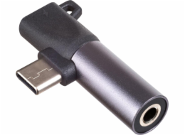 Akyga adaptér USB type C/USB type C/Jack 3.5mm/ABS/cerná