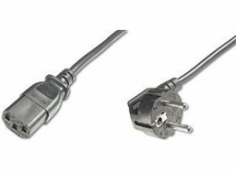 Digitus Napájecí kabel, CEE 7/7 (Typ-F), 90o úhlový - C13 M / F, 0,75m, H05VV-F3G 0,75qmm, bl