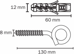 Diall nylonové hmoždinky s otočným hákem 12 x 80 mm 2 ks.