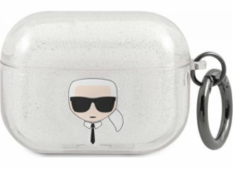 Karl Lagerfeld Karl Head Glitter ochranné pouzdro pro AirPods Pro, stříbrné