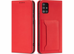 Pouzdro Hurtel Magnet Card Case pro Samsung Galaxy A52 5G Cover Card Wallet Card Stand Red