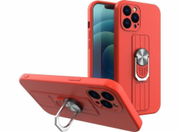 Silikonové pouzdro Hurtel ETUI Ring Case s uchopením na prst a stojánkem pro Xiaomi Poco M4 Pro 5G červené CASE
