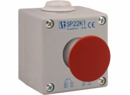 Spamel 1-otvorová ovládací skříňka, hřibové tlačítko, červená 1R, šedá IP65 (SP22K1\04-1)