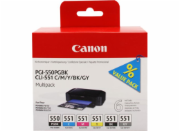 Inkoust Canon PGI-550/CLI-551 / 6496B005 (azurová, purpurová, žlutá, černá, šedá)