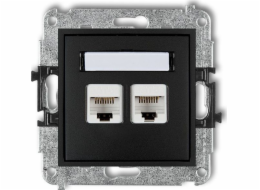 Mini MINI dvojitá počítačová zásuvka 2xRJ45 kat. 6 8pin matná černá 12MGK-4