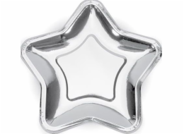 Talíře Party Deco Paper, Star, stříbrné, 18 cm, 6 ks univerzální
