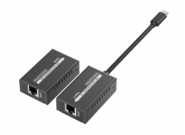 PremiumCord USB-C na HDMI extender přes patch kabel Cat5e/6/6a 4K@60Hz na 60m
