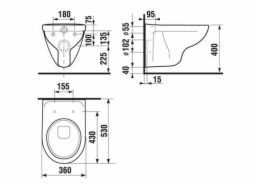 WC závěsné JIKA LYRA PLUS, 350×530 mm