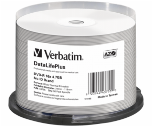 1x50 Verbatim DVD-R 4,7GB 16x bile bez potisku, pro termo...