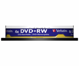 1x10 Verbatim DVD+RW 4,7GB 4x Speed, matny stribrna Cakebox
