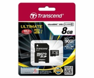TRANSCEND MicroSDHC karta 8GB Ultimate, Class 10 UHS-I 60...