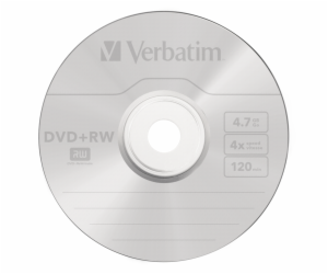 1x5 Verbatim DVD+RW 4,7GB 4x Speed, mat. strib. Jewel obal
