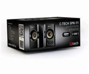 C-Tech SPK-11 repro, 2.0, dřevěné, černo-zlaté, USB