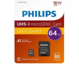 Philips MicroSDXC Card      64GB Class 10 UHS-I U1 vc. Ad...