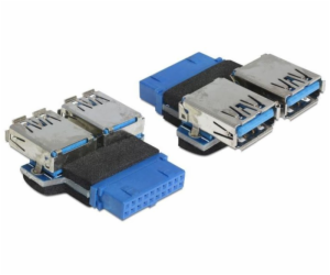 Delock Adapter USB 3.0 pin konektor samice > 2 x USB 3.0 ...