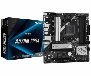 ASRock MB Sc AM4 A520M PRO4, AMD A520, 4xDDR4, HDMI, DP